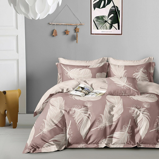 Постельное белье 2-спальное, с европростыней, простыня 215х240 см, 2 наволочки 50х70 см, пододеяльник 175х215 см, Butterfly, сатин, рис. 2350