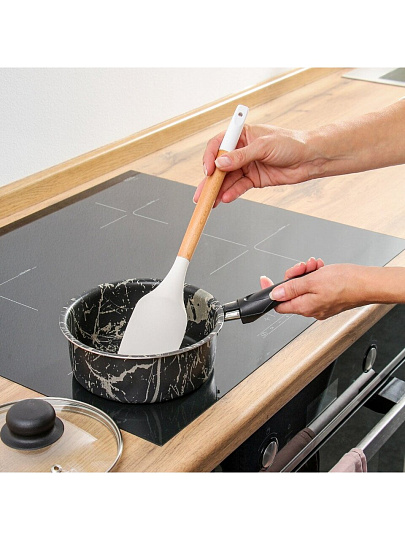 Ковш алюминий, антипригарное покрытие, 1 л, крышка стекло, бакелитовая ручка, Vari, Антрацит, ANT65116/11