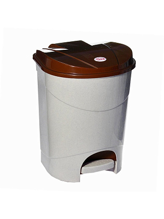 Контейнер для мусора пластик, 19 л, квадратный, педаль, бежевый мрамор, Idea, М2892