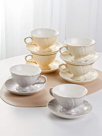 Набор чайный фарфор, 12 предметов, на 6 персон, 250 мл, Lefard, Top style, 42-554, подарочная упаковка