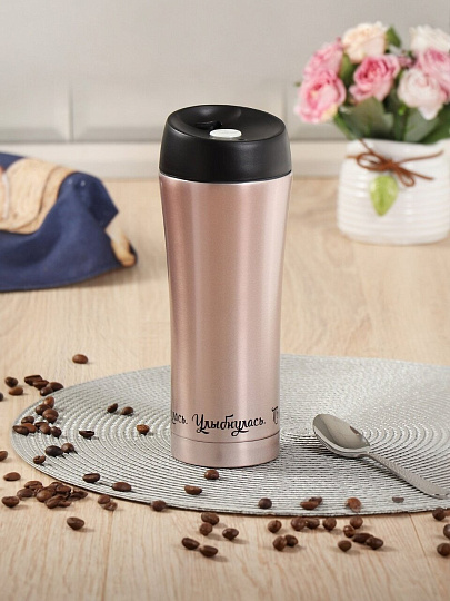 Термокружка нержавеющая сталь, 0.45 л, Daniks, Женский стиль 2, колба нержавеющая сталь, SL-NT015-2