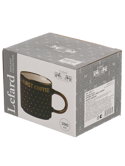 Кружка фарфор, 390 мл, But First Coffee, Lefard, 260-971, черная