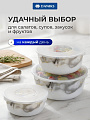 Салатник стеклокерамика, круглый, 3 шт, 19,16,14 см, 0.5,0.8,1.4 л, с крышкой, Флюид, Daniks, серый - фото 4