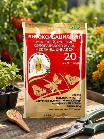 Инсектицид Битоксибациллин, от комплекса вредителей на растениях, порошок, 20 г, Зеленая аптека Садовода