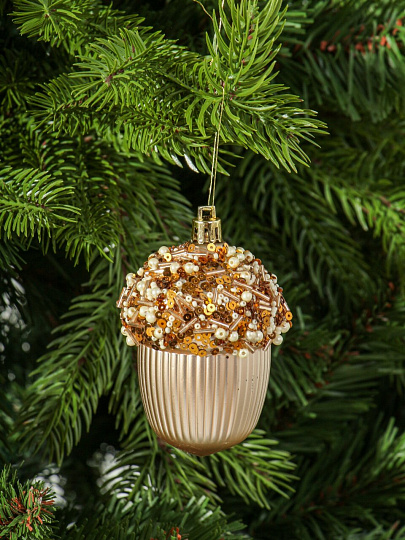 Набор елочных украшений Желуди, 3 шт, кофе, шампань, 9х6 см, пластик, SYQD1- 0124213