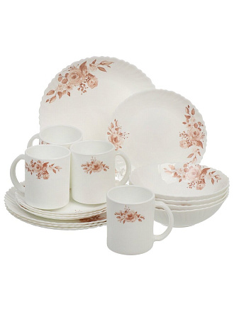 Сервиз столовый стеклокерамика, 16 предметов, на 4 персоны, Jewel, Фантазия, ПС0032-58