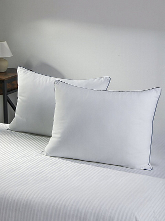 Подушка 50 х 70 см, Лебяжий искусственный пух, чехол хлопок, кант