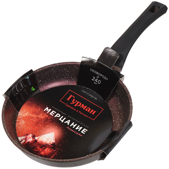 Сковорода литой алюминий, 24 см, антипригарное покрытие, Гурман, Мерцание, розовый рубин, ГМ2401 РР