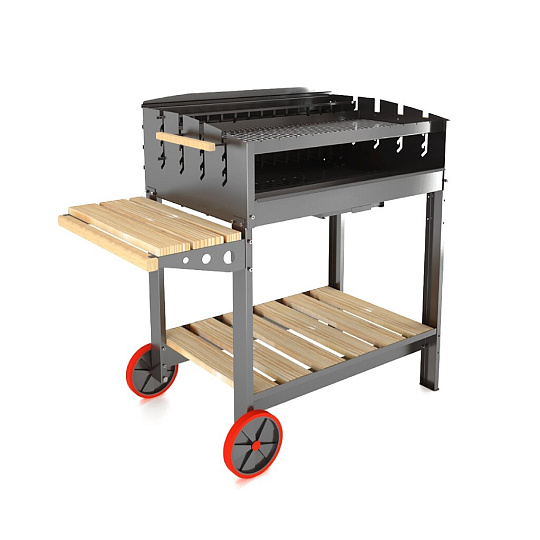 Гриль 1120х690х950 мм, 2 мм, решетка-гриль, полка, генератор угля, с колесами, угольный, Grillux, Orion 80, ВЗР2212
