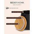 Банка для сыпучих продуктов, керамика, 0.5 л, 8.7х10.2х10.5 см, с крышкой, Черная, Y4-5035 - фото 3