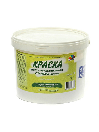 Краска водно-дисперсионная, Магия радуги, М-1С, для потолков, матовая, супербелая, 7 кг