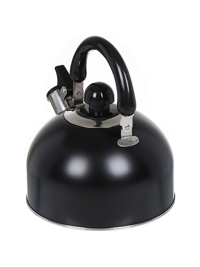 Чайник нержавеющая сталь, 2.5 л, со свистком, матовый, ручка металлическая, Daniks, индукция, черный, GS-04001