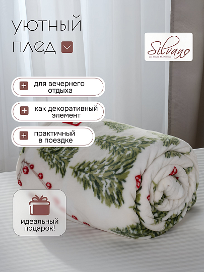 Плед евро, 200х220 см, велсофт, 100% полиэстер, Silvano, Новогодние каникулы