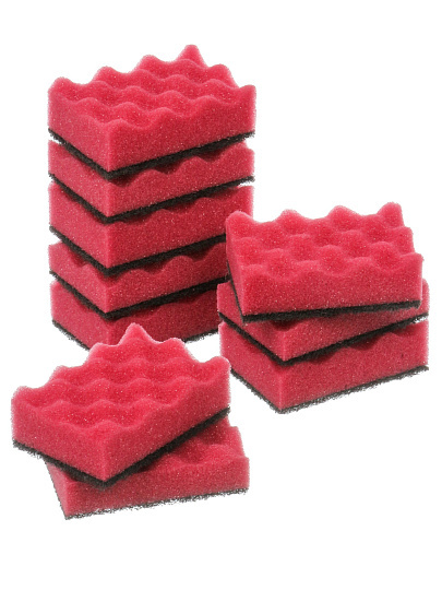 Губка для посуды 10 шт, поролон, абразивная фибра, Марья Искусница, бордо