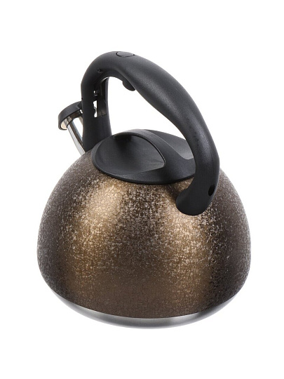 Чайник нержавеющая сталь, 2.7 л, со свистком, матовый, ручка бакелитовая, с силиконовым покрытием, Daniks, индукция, золото, M-084