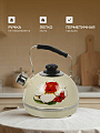 Чайник сталь, эмалированное покрытие, 3.5 л, со свистком, подвижная ручка, Рубин, Нарцисс, слоновая кость, TM04/35/04/07 - фото 4