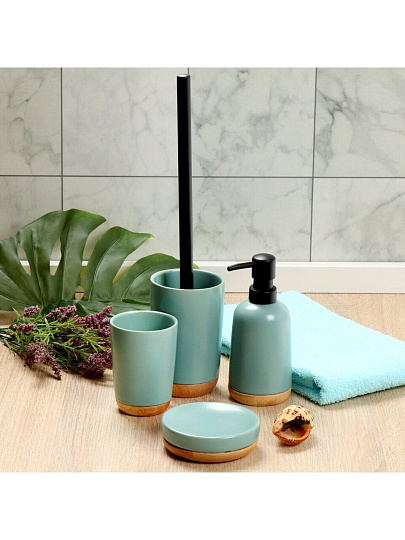 Дозатор для жидкого мыла, Бамбук, керамика, 7.6x12/17.5 см, бирюза, CE2504CA-LD