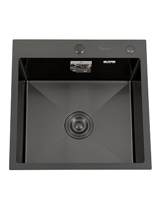 Мойка кухонная врезная, Diadonna, нержавеющая сталь, 500х500х200 мм, серый графит, DS5050B