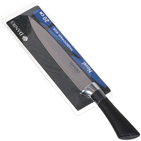 Нож кухонный Daniks, Novel, разделочный, нержавеющая сталь, 20 см, рукоятка пластик, YW-A238-SL