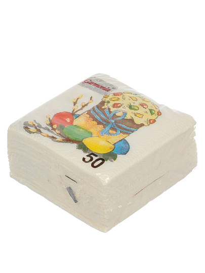 Салфетки бумажные Гармония Цвета, Пасхальный кулич, 50 шт, 24х24 см