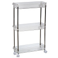 Полка универсальная, пластик, 3 секции, 38.5х13.5х60 см, на колесах, прозрачная, Y6-10687