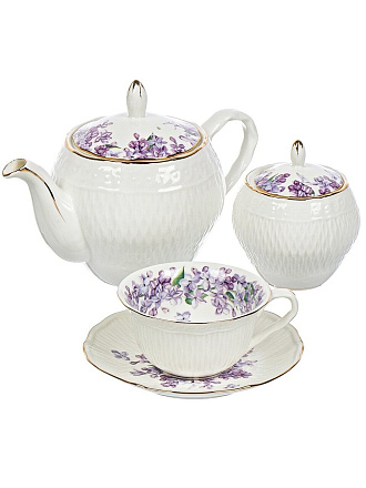 Набор чайный фарфор, 14 предметов, на 6 персон, 250 мл, белый, Lefard, Lilac, 760-755, подарочная упаковка