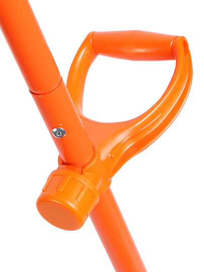 Лопата для снега поликарбонат, черенок алюминиевый, 141х45х11 см, оранжевая, D-рукоятка, ручка силы, Компакт