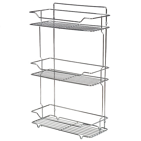Полка для ванной металл, настенная, 3 яруса, прямая, 36.2х15.5х58 см, хром, Delphinium, АЕ-431, 101037