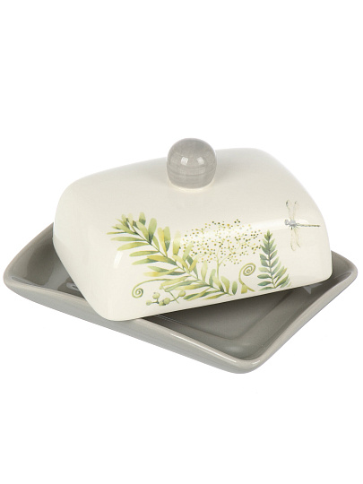 Масленка керамика, 17х8.5 см, крышка керамика, Prima Collection, Дикий папоротник, PC74WF/HC601R-C3