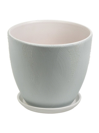 Горшок керамика, 8.3 л, 26х23.5 см, Высокий овал, серо-голубой, Фрост №6, 015575