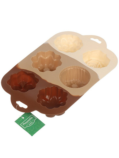 Форма для выпечки силикон, 17х28.5х4 см, прямоугольная, 6 ячеек, Nouvelle Home, Tiramisu, 9904433