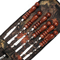 Набор шампуров лезвие плоское, 6 шт, 720х580х12х3 мм, нержавеющая сталь, рукоятка дерево, Колчан, шарик, чехол, таганок, 2К-277 - фото 2
