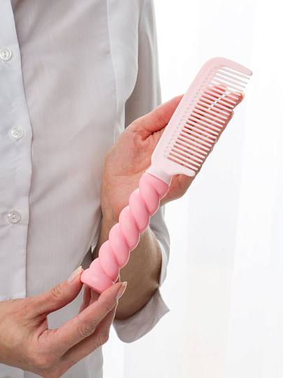 Расческа массажная, 22.5х4.8 см, пластик, пластиковая ручка, плоская, с фигурной ручкой, A100059