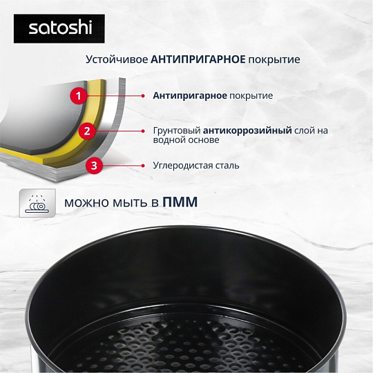 Форма для запекания углеродистая сталь, 20х6.8 см, антипригарное покрытие, круглая, разъемная, Satoshi, Виссан, 849-201