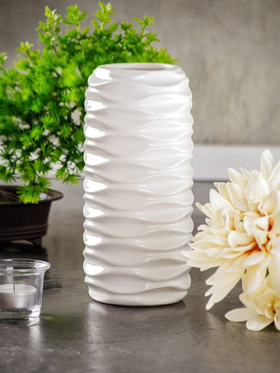 Ваза керамика, настольная, 22.5 см, Волны, Y3-1313, белая