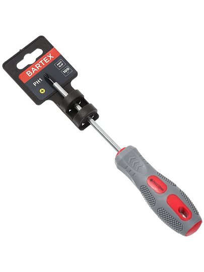 Отвертка крестовая, Bartex, PH1, 1х100 мм, антискользящая двухкомпонентная, CrV сталь, K0029N