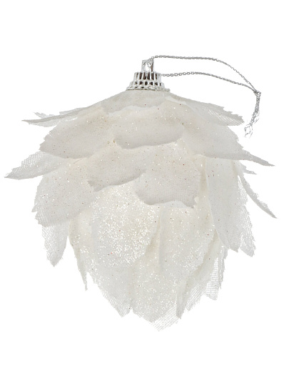 Елочный шар Шишка, 4 шт, белый, 7 см, пластик, SYPMA-1120146