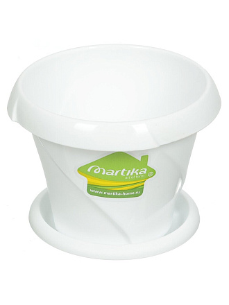 Горшок для цветов пластик, 0.3 л, 10х7.6 см, белый, Martika, Флориана, С383БЕЛ