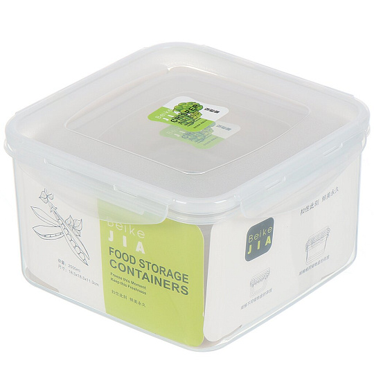 Контейнер пищевой пластик, 1.8, 1.3, 0.6, 0.25 л, 4 шт, квадратный, PET0555