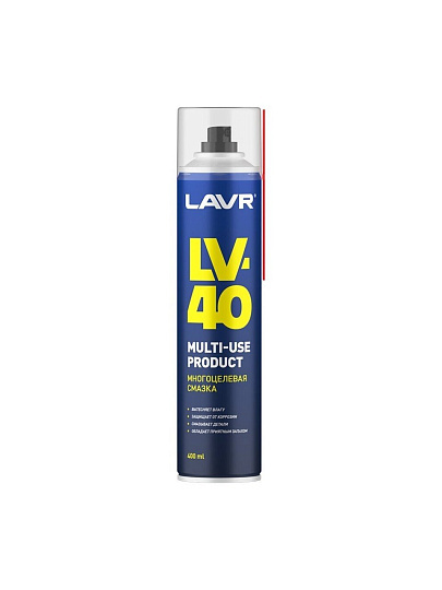 Смазка автомобильная многоцелевая, Lavr, LV-40, 400 мл, аэрозоль, Ln1485