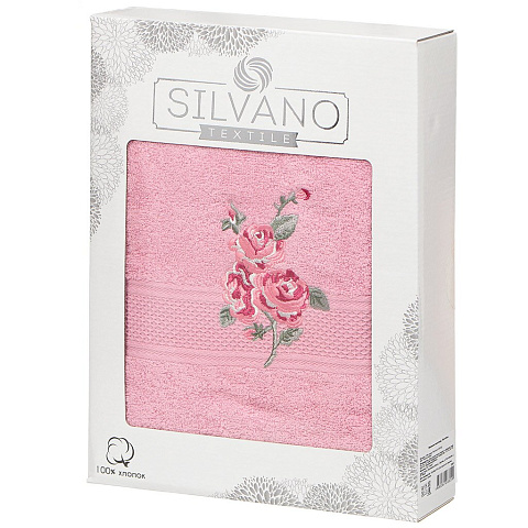 Полотенце банное 70х140 см, 100% хлопок, 450 г/м2, Роза, подарочная упаковка, Silvano, пыльно-розовое, Турция, D25-1