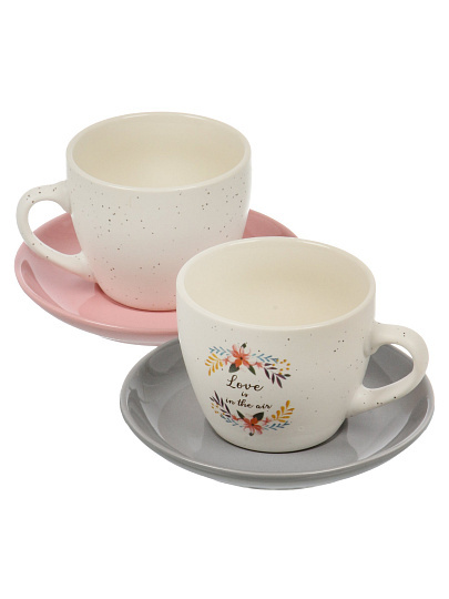 Набор чайный керам, 8 пр, 4 перс, 240 мл, Love, Ф11-004К/8, мет.подставка