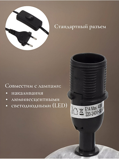 Светильник настольный E14, черный, абажур белый, RL-TL009-2