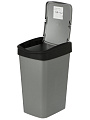 Контейнер для мусора пластик, 20 л, прямоугольный, с крышкой, серый металлик, черный, Violet, Tandem, 842058 - фото 5