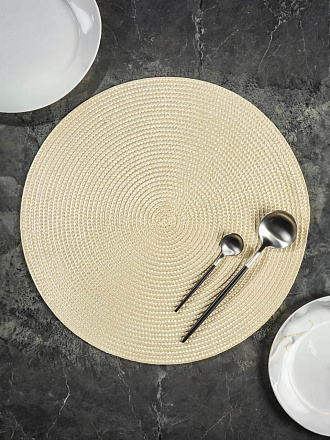 Салфетка для стола полимер, 38х38 см, круглая, кремовая, Y6-2545