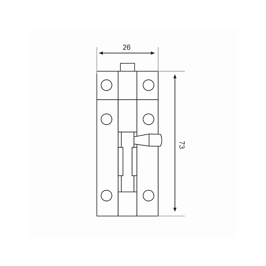 Шпингалет накладной, прямоугольный, ригель круглый, Trodos, 70 мм, ZY-710С, 205060, хром