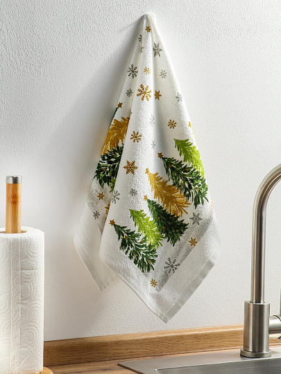 Полотенце кухонное махровое, 38х63 см, 250 г/м2, 100% хлопок, Wellness, Тайга, Китай