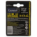 Батарейка General Lighting Systems, АА (LR6, 15A), GBAT-LR6, щелочная, 1.5 В, блистер, 2 шт, 800560 - фото 3