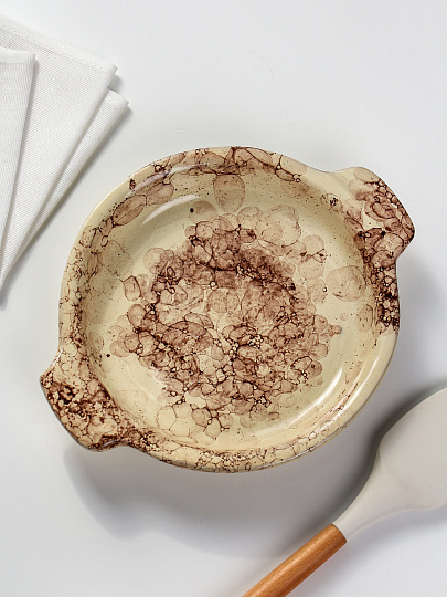 Сковорода керамика, 22х4 см, 0.5 л, круглая, для запекания, Псковский Гончар, Паутинка, НХП-ПС-12