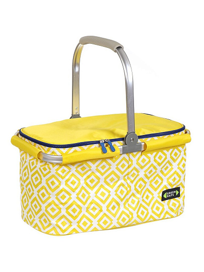 Термосумка 22 л, 46х29х26 см, Green Days, полиэстер, алюминий, прямоугольная, желтая, корзина, СА250022.01
